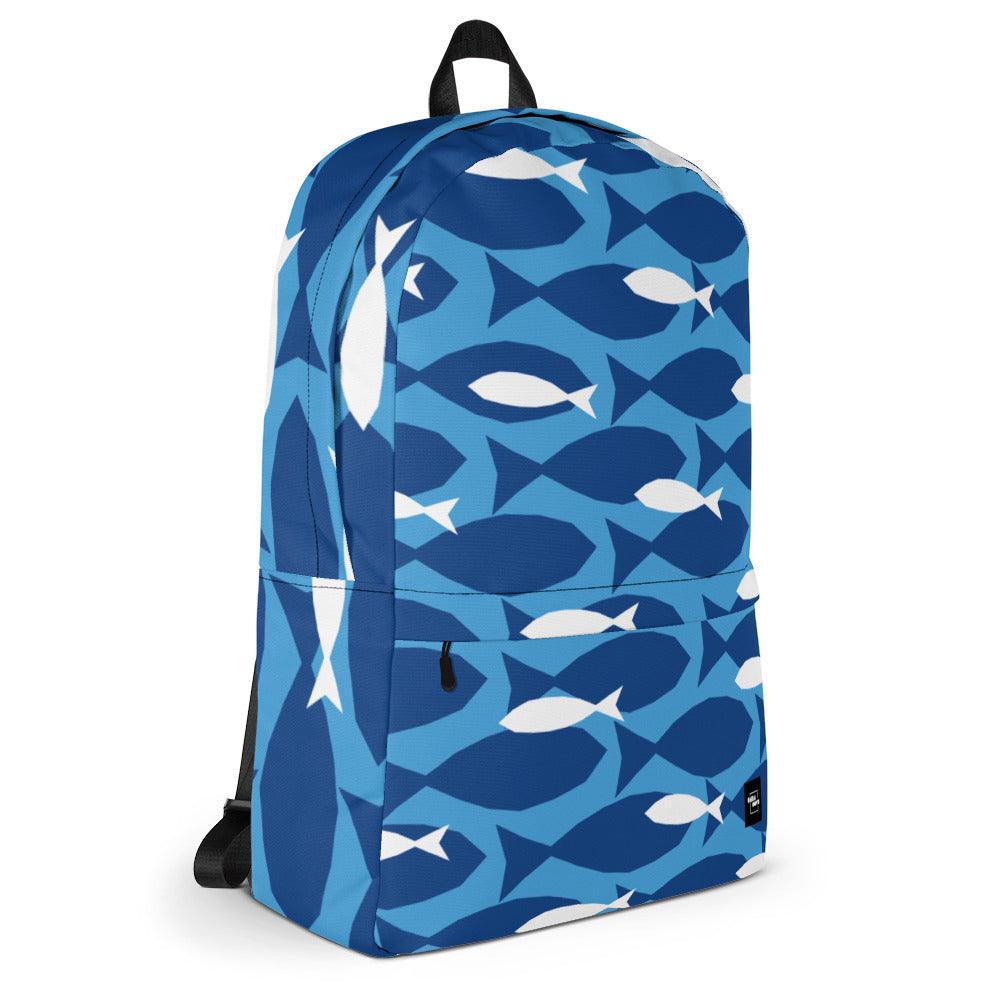 One4Boys 16-inch Backpack - Fishing Blue & White - One4Boys